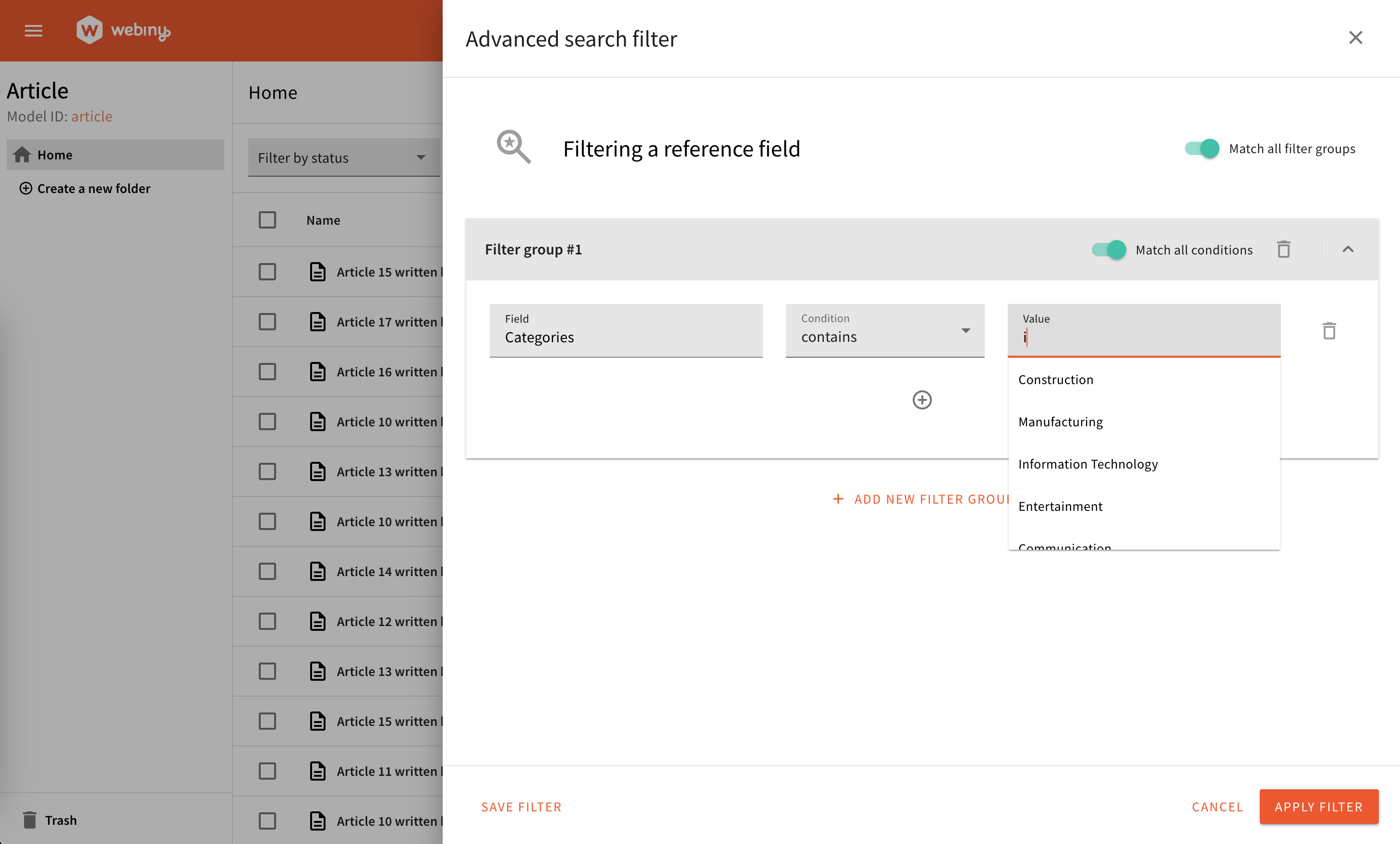 Advanced Search Filter's support for reference fields